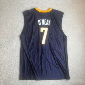 Vintage Indiana Pacers men's blue yellow Jermaine O'Neal #7 jersey NBA L
